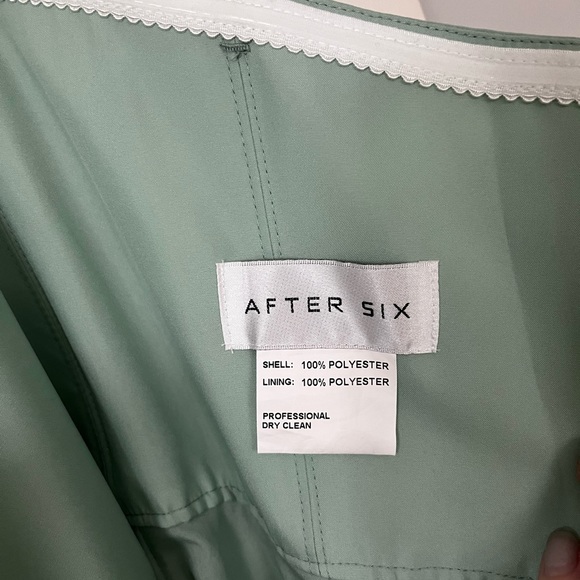 After Six- Sage green floor length chiffon dress - Picture 7 of 8